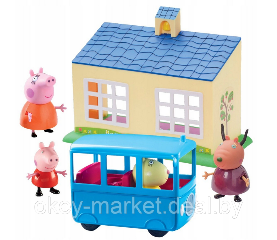 Игровой набор Свинки Пеппы Peppa Pig Школа и автобус + 3 фигурки 06593 - фото 2 - id-p216707274