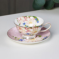Чайная пара фарфоровая «Чайная роза», 2 предмета: чашка 200 мл, блюдце d=15 см