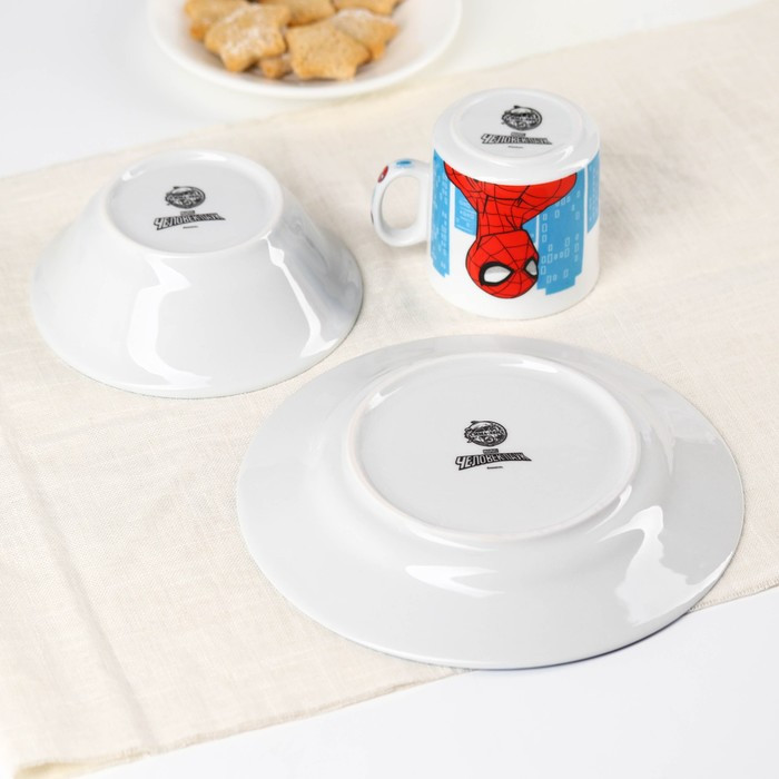 Набор посуды «Ты - супергерой», 3 предмета: тарелка Ø 16,5 см, миска Ø 14 см, кружка 250 мл, Человек-паук - фото 6 - id-p170078385