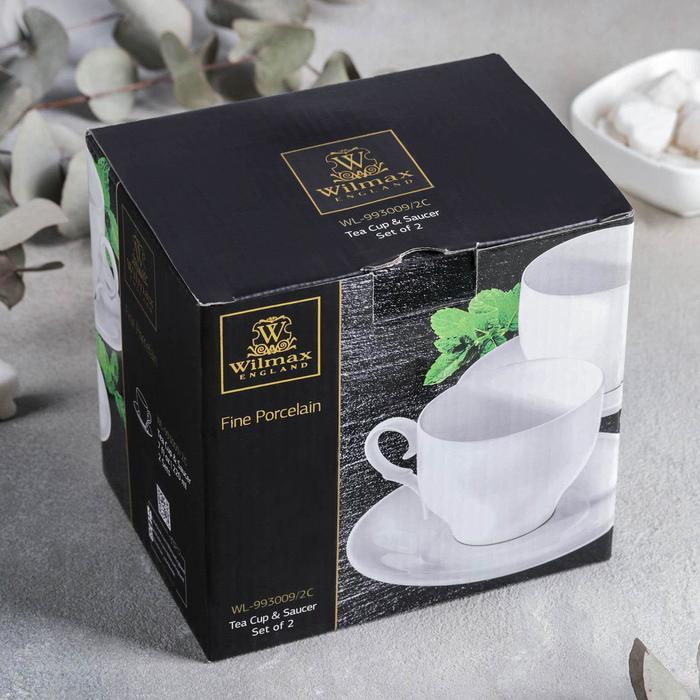 Набор фарфоровый чайный, 4 предмета: чашка 220 мл, 2 блюдца d=14 см, цвет белый - фото 5 - id-p216689257