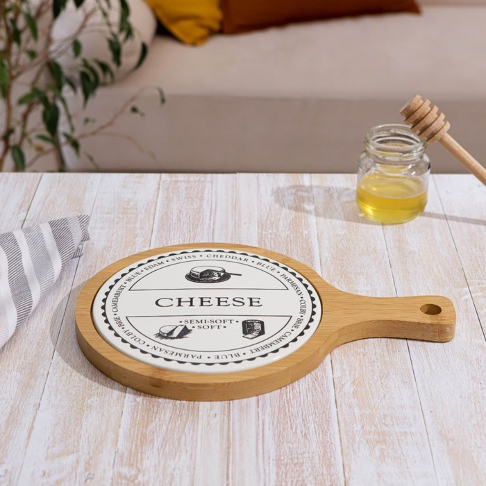 Доска керамическая сервировочная круглая «Эстет. Сыр», 27,5×19×1,5 см, цвет белый - фото 2 - id-p177013497