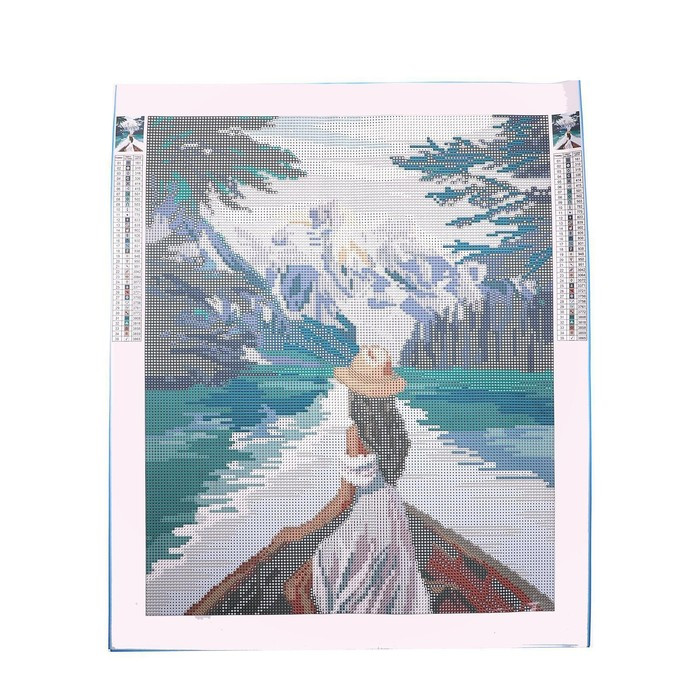 Алмазная мозаика с полным заполнением «Девушка в лодке» 40х50 см - фото 3 - id-p211526239