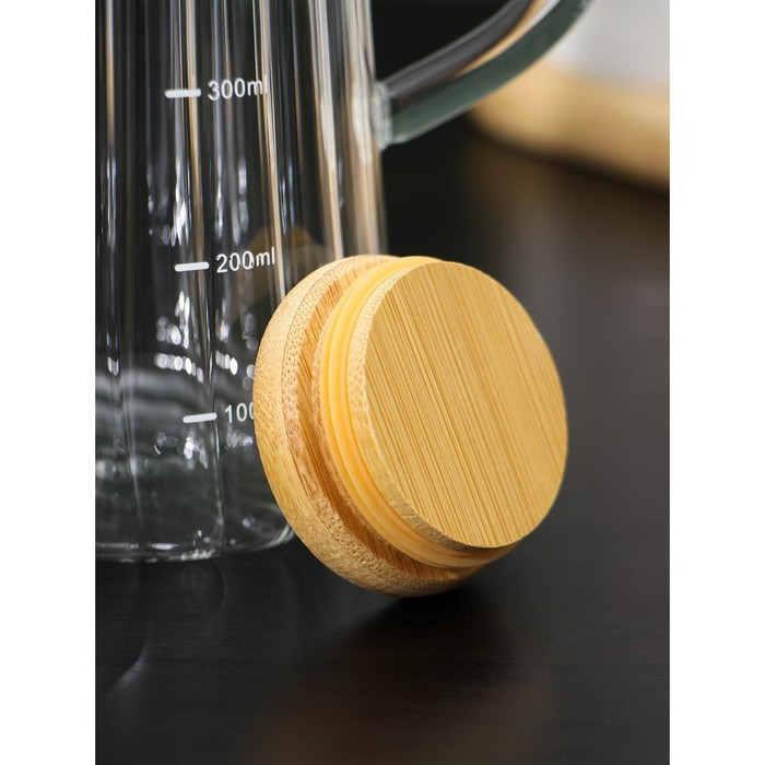 Бутыль стеклянный для соусов и масла с бамбуковой крышкой BellaTenero «Дафна», 500 мл - фото 4 - id-p205929827