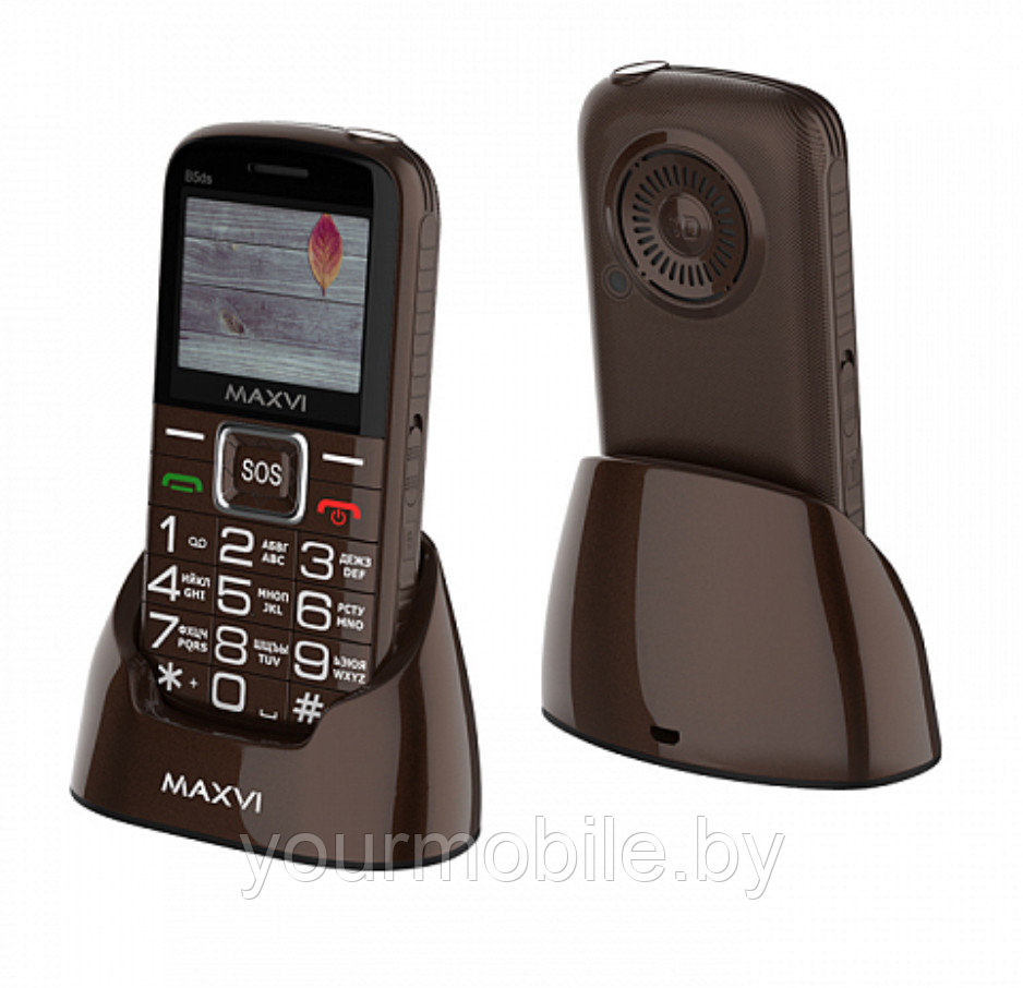 Мобильный телефон Maxvi B5ds с док-станцией Коричневый - фото 1 - id-p216716671