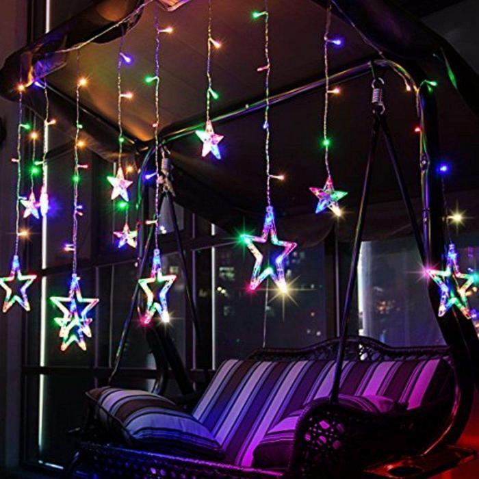 Гирлянда штора звезды на окно занавес новогодняя на стену интерьерная светодиодная цветная LED электрогирлянда - фото 3 - id-p216717150