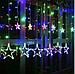 Гирлянда штора звезды на окно занавес новогодняя на стену интерьерная светодиодная цветная LED электрогирлянда, фото 4