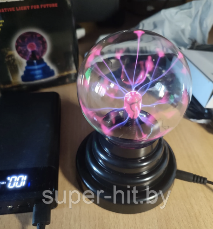 Плазменный шар Plasma light декоративная лампа Тесла, 8 см. / Магический ночник с молниями - фото 5 - id-p216719440