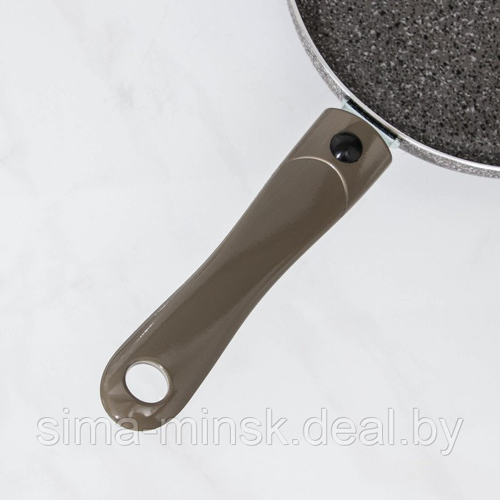 Сковорода Onyx, d=28 см, съёмная ручка, стеклянная крышка, антипригарное покрытие, цвет серый - фото 4 - id-p72781449