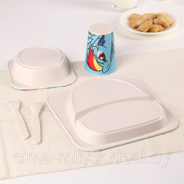 Набор детской бамбуковой посуды, 5 предметов "Радуга Деш", My Little Pony в пакете - фото 5 - id-p170084674