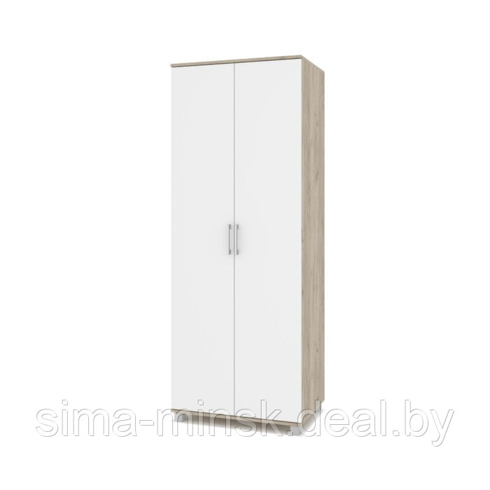 Шкаф 2-х створчатый платяной Ева Е21 800х520х2100 Серый дуб/белый - фото 1 - id-p199903391