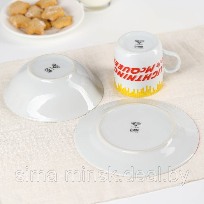 Набор посуды «Lighthing McQueen» , 3 предмета: тарелка Ø 16,5 см, миска Ø 14 см, кружка 200 мл, Тачки - фото 2 - id-p216666044
