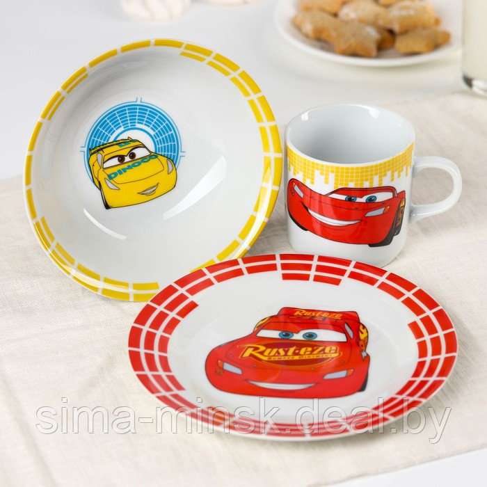 Набор посуды «Lighthing McQueen» , 3 предмета: тарелка Ø 16,5 см, миска Ø 14 см, кружка 200 мл, Тачки - фото 6 - id-p216666044