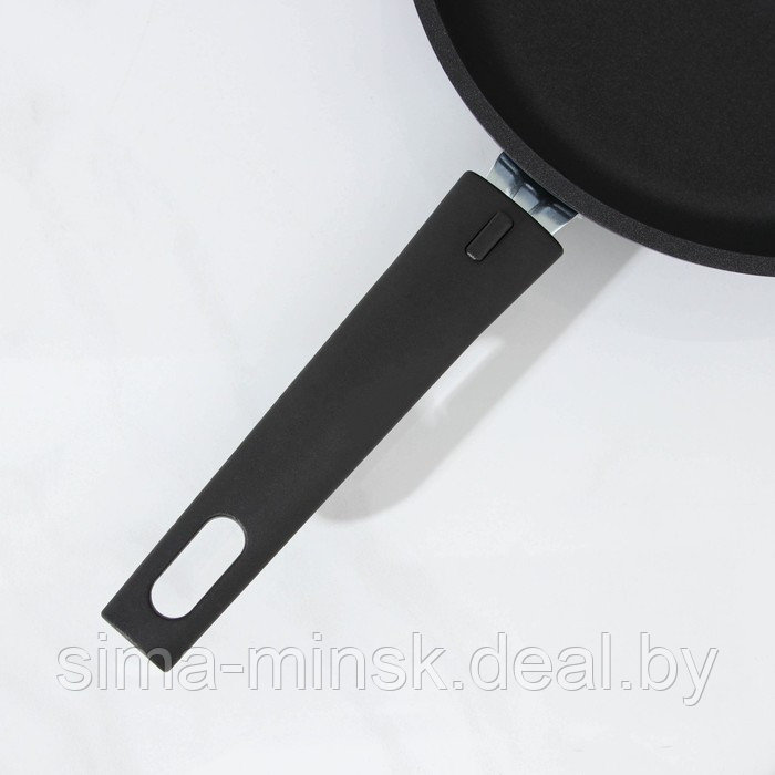 Сковорода «Традиция», d=26 см, стеклянная крышка, съёмная ручка, антипригарное покрытие, цвет чёрный - фото 4 - id-p70538844