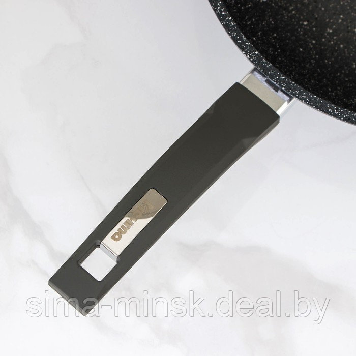 Сковорода-ВОК «Гранит», d=28 см, пластиковая ручка, антипригарное покрытие, цвет серый - фото 4 - id-p90369681