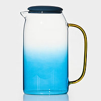 Кувшин стеклянный Magistro «Модерн», 1,4 л, с крышкой, цвет синий