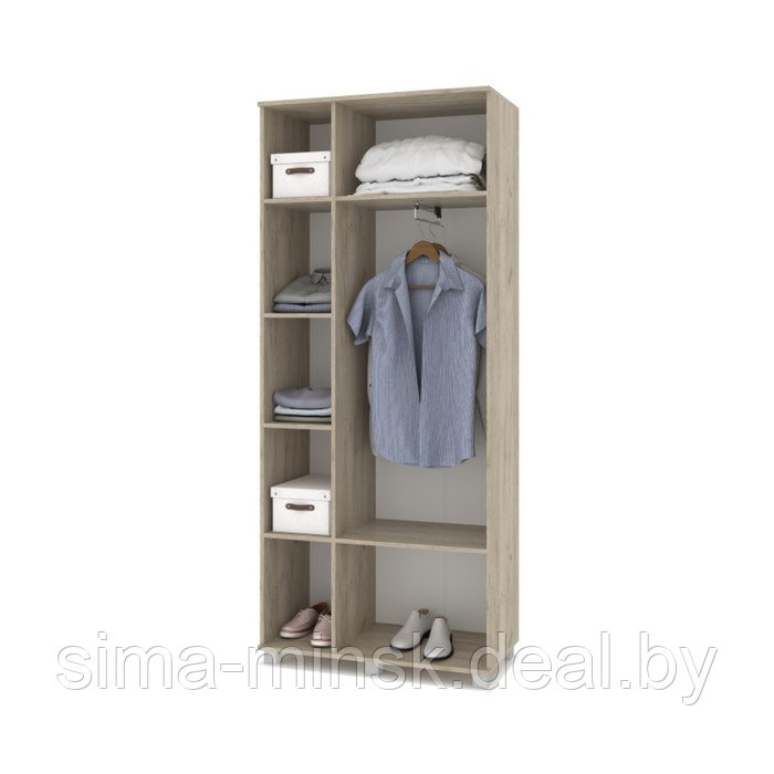 Шкаф 3-х створчатый с зеркалом Карина К32 900x420x2100 Серый дуб/белый - фото 2 - id-p199903412