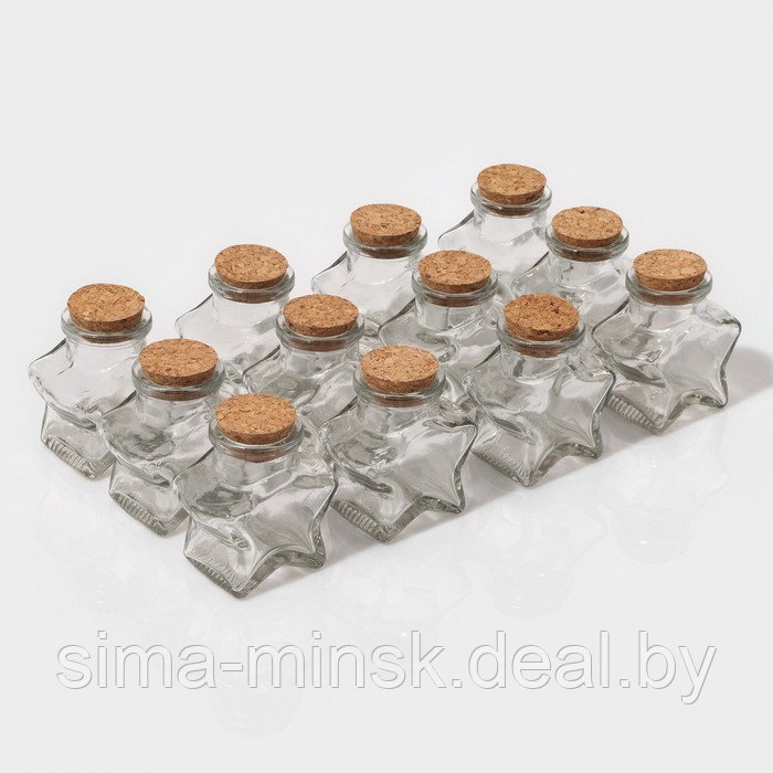 Набор стеклянных баночек для сыпучих продуктов с пробковой крышкой Доляна «Парфе. Звезда», 50 мл, 6,6×6,8×3,9