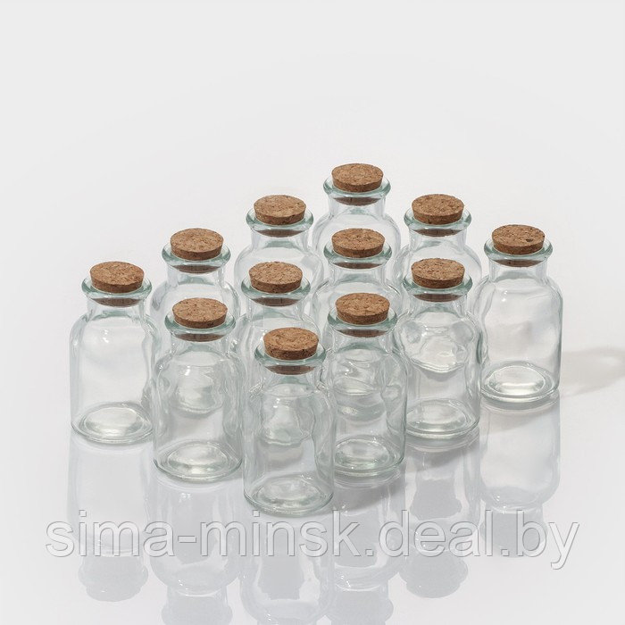 Набор баночек стеклянных для специй с пробковой крышкой Доляна «Парфе», 40 мл, 4×6,6 см, 12 шт - фото 1 - id-p215501385