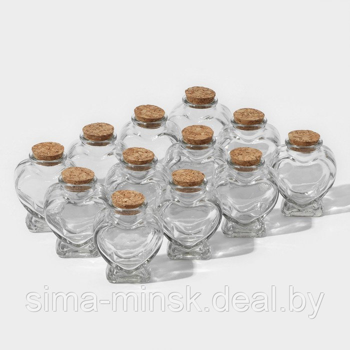 Набор стеклянных баночек для сыпучих продуктов с пробковой крышкой Доляна «Парфе. Сердце», 85 мл, 6,8×7,5 см, - фото 1 - id-p206432849