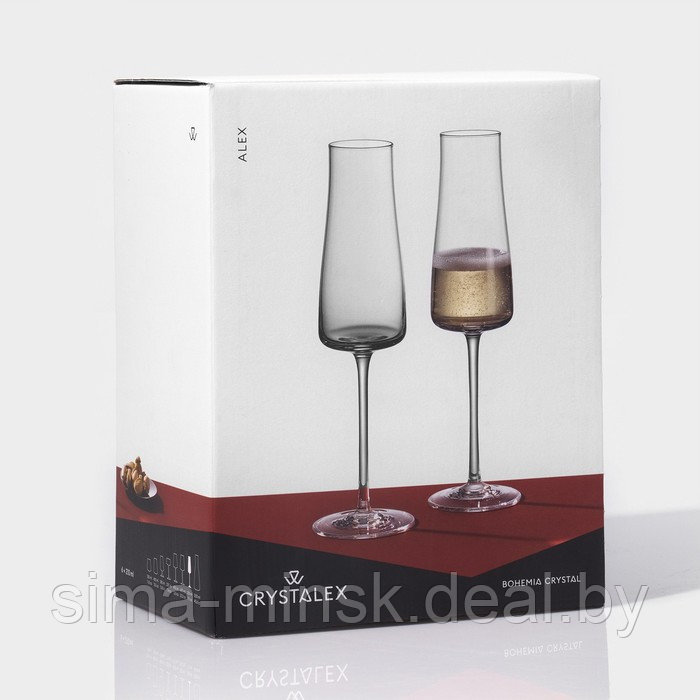 Набор бокалов для шампанского Alex, стеклянный, 210 мл, 6 шт - фото 6 - id-p216676349