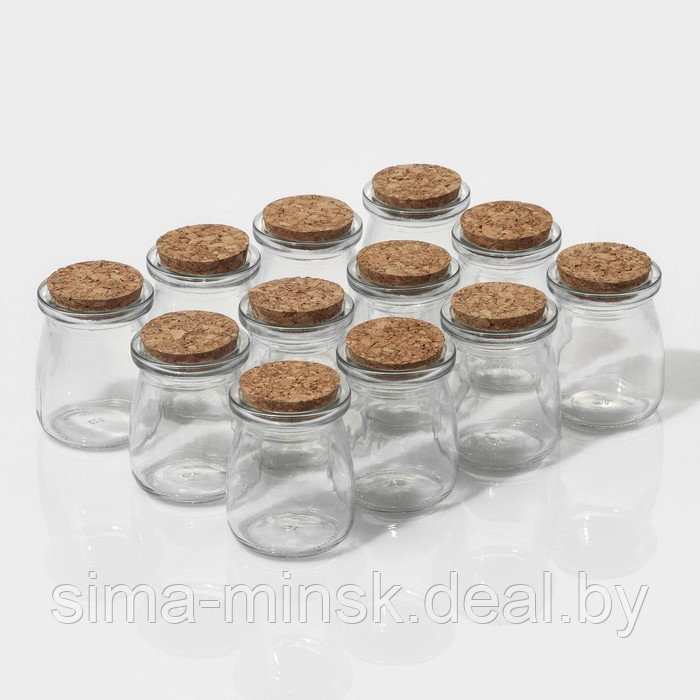 Набор стеклянных баночек для сыпучих продуктов с пробковой крышкой Доляна «Парфе», 100 мл, 5,7×7 см, 12 шт - фото 1 - id-p216678230