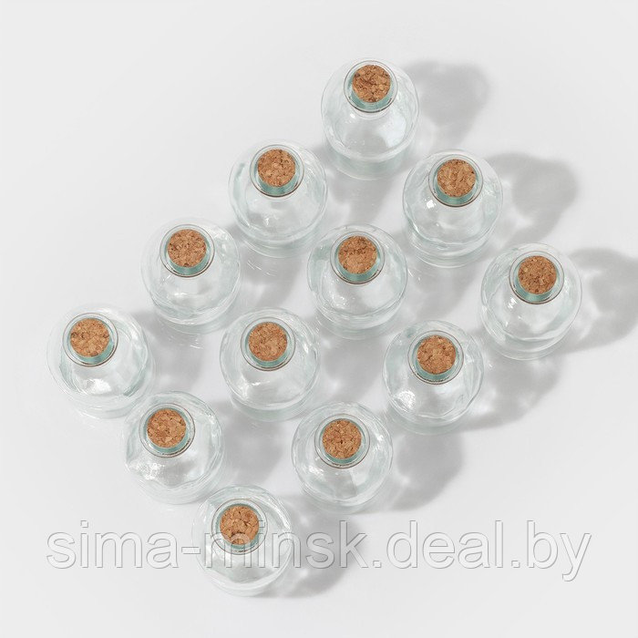 Набор стеклянных баночек для сыпучих продуктов с пробковой крышкой Доляна «Парфе», 125 мл, 5,8×10,4 см, 12 шт - фото 2 - id-p215501739