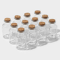 Набор баночек стеклянных для специй с пробковой крышкой Доляна «Парфе», 180 мл, 11×5 см, 12 шт
