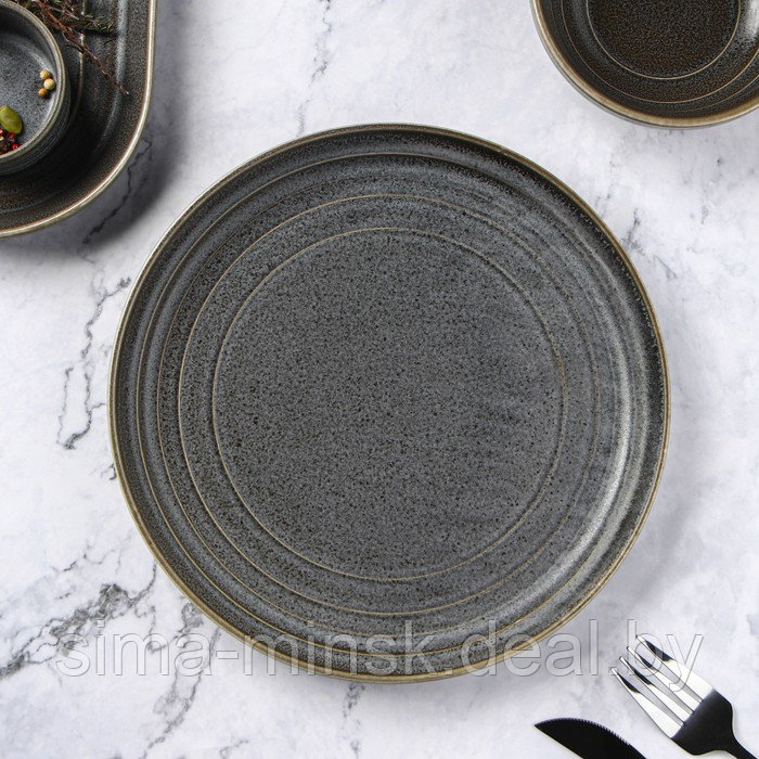 Тарелка фарфоровая обеденная Magistro Urban, d=22 см, цвет серый - фото 1 - id-p216674015