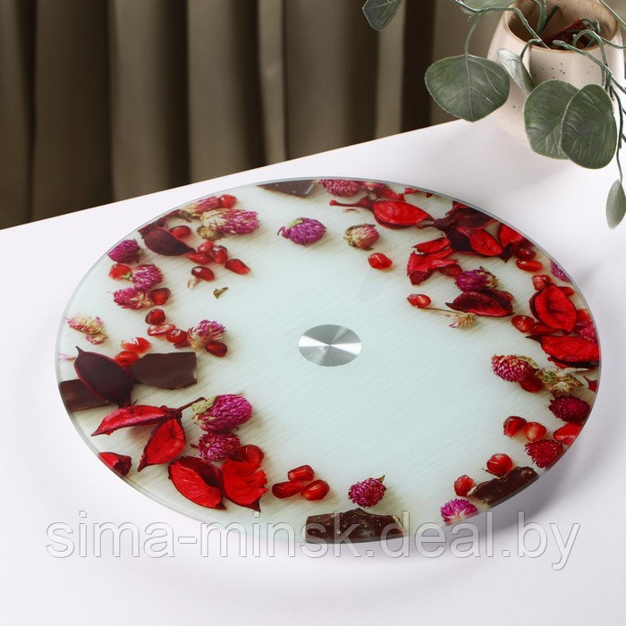 Подставка стеклянная для торта вращающаяся Доляна «Розы в шоколаде», d=32 см - фото 3 - id-p210194150
