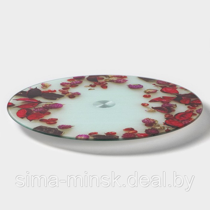 Подставка стеклянная для торта вращающаяся Доляна «Розы в шоколаде», d=32 см - фото 4 - id-p210194150