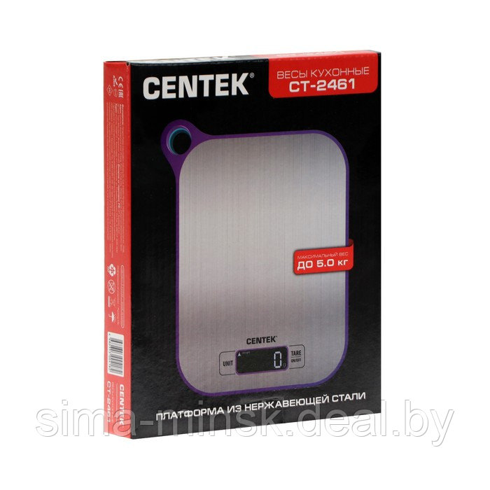 Весы кухонные Centek CT-2461, электронные, до 5 кг, серебристо-фиолетовые - фото 8 - id-p216666131