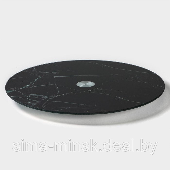 Подставка стеклянная для торта вращающаяся Доляна «Марбл чёрный», d=32 см, цвет чёрный - фото 4 - id-p210194159