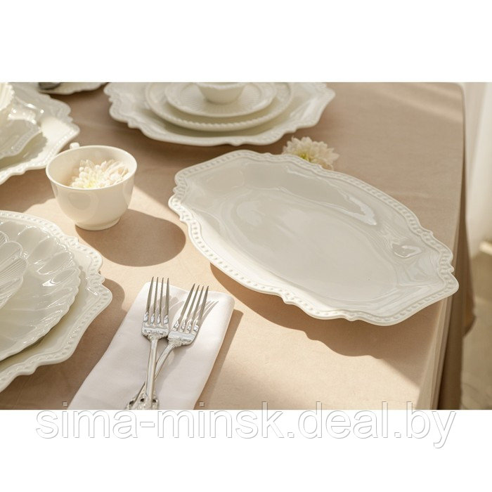 Блюдо фарфоровое овальное Magistro «Сюита», 35,5×23,5 см, цвет белый - фото 3 - id-p210192483