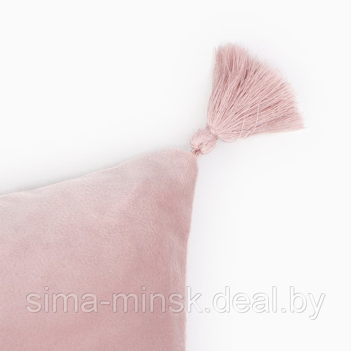 Чехол на подушку 2шт. с кисточками Этель цвет розовый, 45х45 см, 100% п/э, велюр - фото 2 - id-p216679265