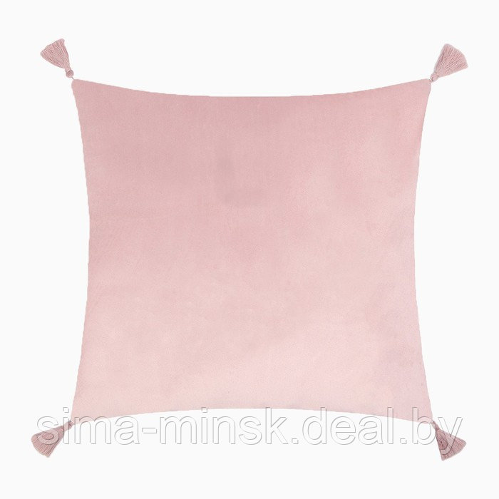 Чехол на подушку 2шт. с кисточками Этель цвет розовый, 45х45 см, 100% п/э, велюр - фото 4 - id-p216679265