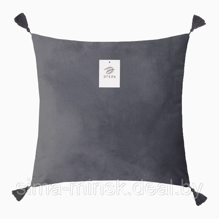 Чехол на подушку 2шт. с кисточками Этель цвет серый, 45х45 см, 100% п/э, велюр - фото 5 - id-p216679266