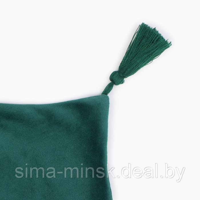Чехол на подушку 2шт. с кисточками Этель цвет зеленый, 45х45 см, 100% п/э, велюр - фото 2 - id-p216679267