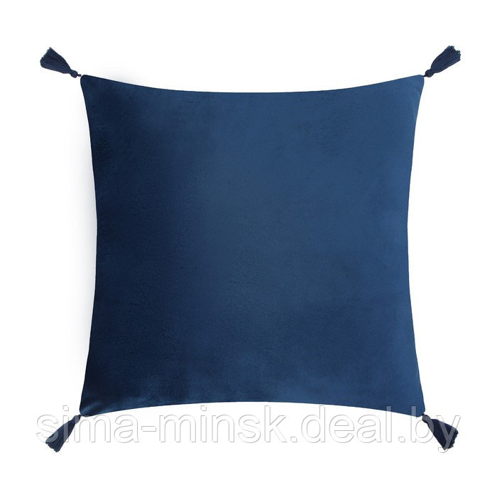 Чехол на подушку 2шт. с кисточками Этель цвет синий, 45х45 см, 100% п/э, велюр - фото 4 - id-p216679268