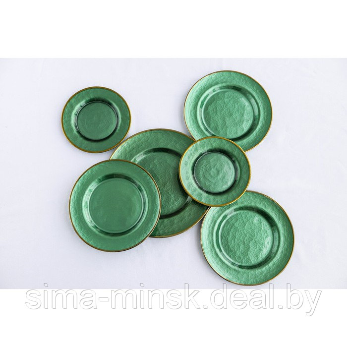 Тарелка стеклянная подстановочная «Эмеральд», d=32,5 см, цвет зелёный с золотой отводкой - фото 4 - id-p199666438