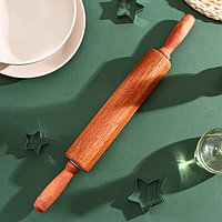 Скалка деревянная Magistro, 42×4,5 см, вращающаяся, с фигурными ручками, акация