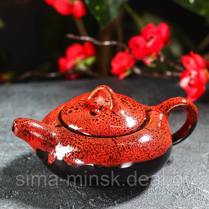 Набор для чайной церемонии керамический «Лунное озеро», 7 предметов: 6 пиал 50 мл, чайник 150 мл, цвет красный - фото 5 - id-p173951737
