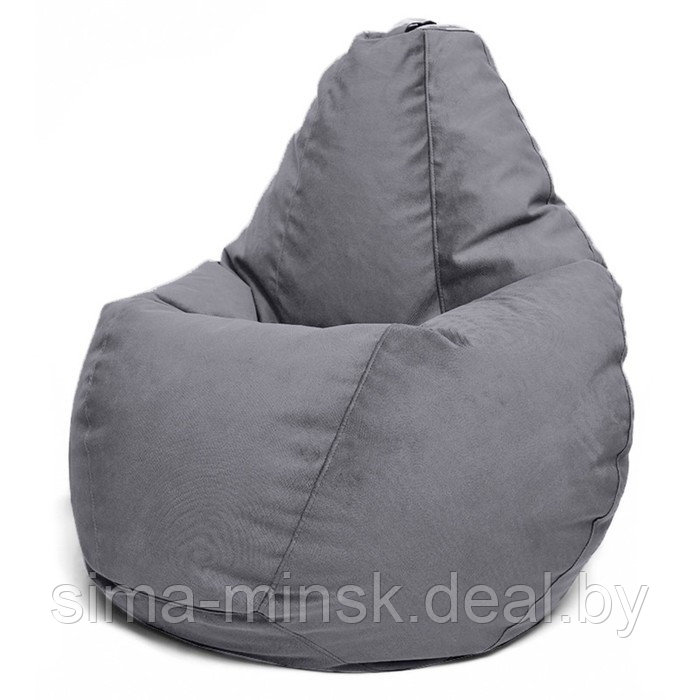 Кресло-мешок «Груша» Позитив Luma, размер M, диаметр 70 см, высота 90 см, велюр, цвет серый - фото 1 - id-p184223669