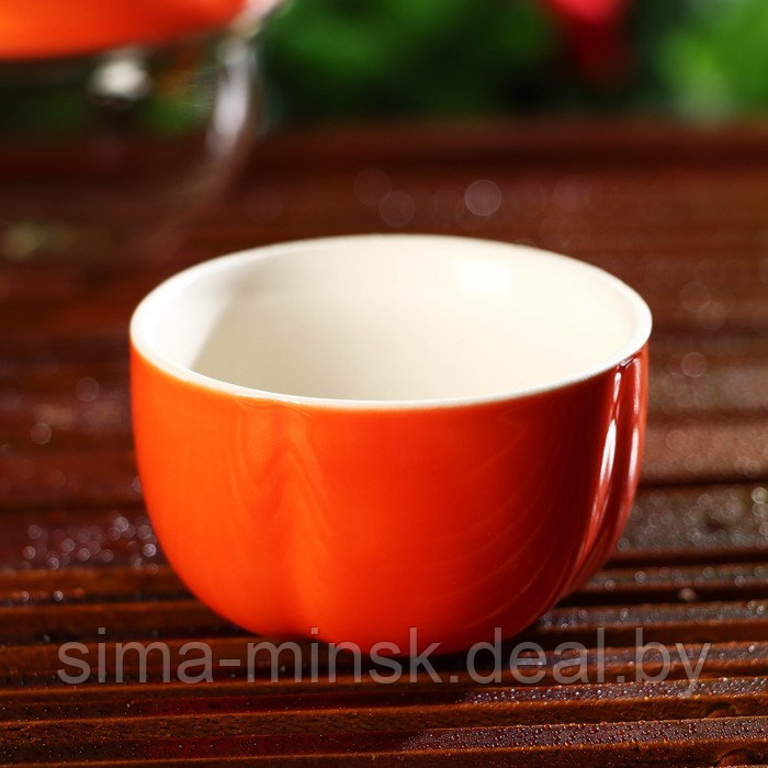 Набор для чайной церемонии керамический «Тыква», 5 предметов: гайвань 200 мл, малая чаша 60 мл, большая чаша - фото 3 - id-p216672384