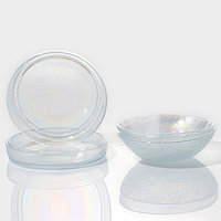 Набор стеклянных тарелок «Космос», 4 предмета: 2 тарелки 18,5×5,5 см, 2 тарелки 19,8×3,5 см, цвет