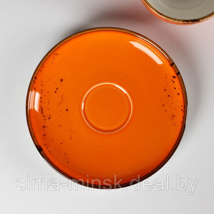 Чайная пара фарфоровая Magistro «Церера», 2 предмета: чашка 250 мл, блюдце d=16,3 см, цвет оранжевый - фото 3 - id-p216672138