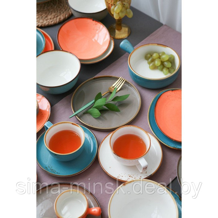 Чайная пара фарфоровая Magistro «Церера», 2 предмета: чашка 250 мл, блюдце d=16,3 см, цвет оранжевый - фото 8 - id-p216672138