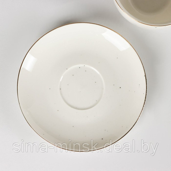 Чайная пара фарфоровая Доляна «Млечный путь», 2 предмета: чашка 220 мл, блюдце d=13,5 см, цвет белый в - фото 3 - id-p199622668