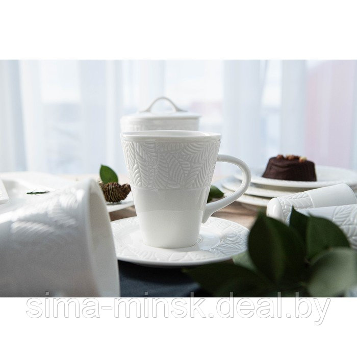 Чайная пара фарфоровая Magistro Сrotone, 2 предмета: чашка 220 мл, блюдце d=15 см, цвет белый - фото 1 - id-p216672139