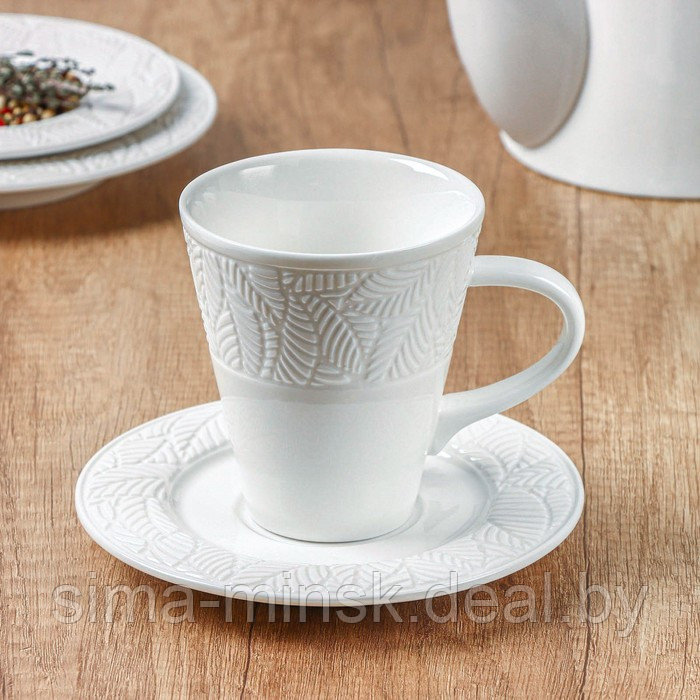 Чайная пара фарфоровая Magistro Сrotone, 2 предмета: чашка 220 мл, блюдце d=15 см, цвет белый - фото 2 - id-p216672139