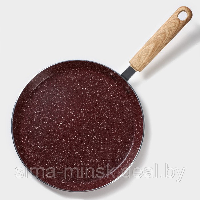 Сковорода блинная Доляна Grit, d=22 см, ручка soft-touch, антипригарное покрытие, индукция, цвет коричневый - фото 2 - id-p216668847